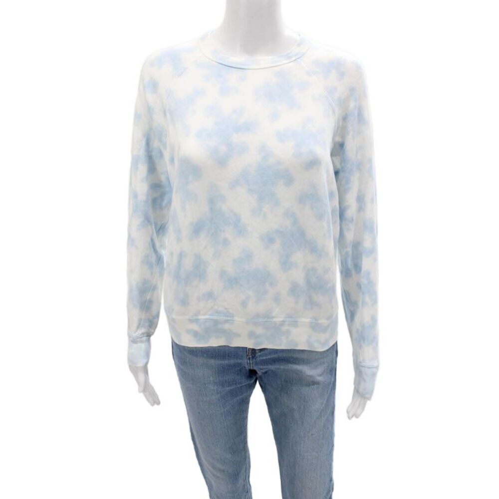 Leallo Women Pullover Sweatshirt Light Blue Cotton Crewneck Long Sleeve Size XS